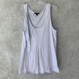 Americal Eagle Women's White Tank Top Ruffle Botton Side Bow Babydoll Y2K inspo